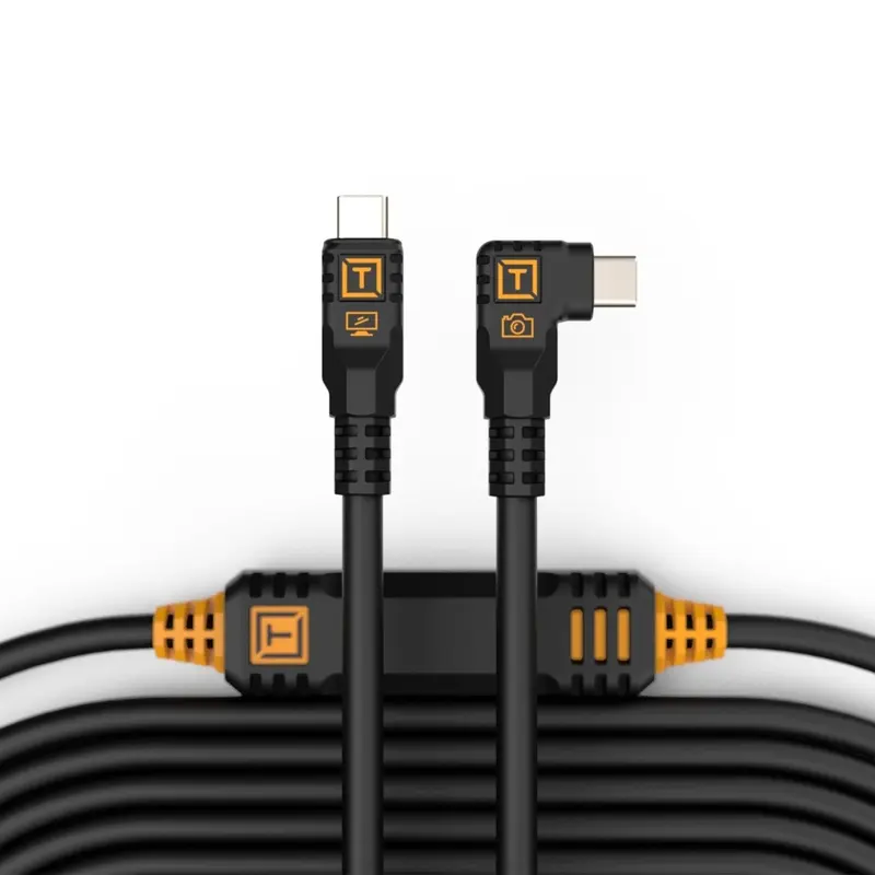 Tether Tools TetherPro Optima 10G USB-C Right Angle 15' (4.6m) Cable Black
