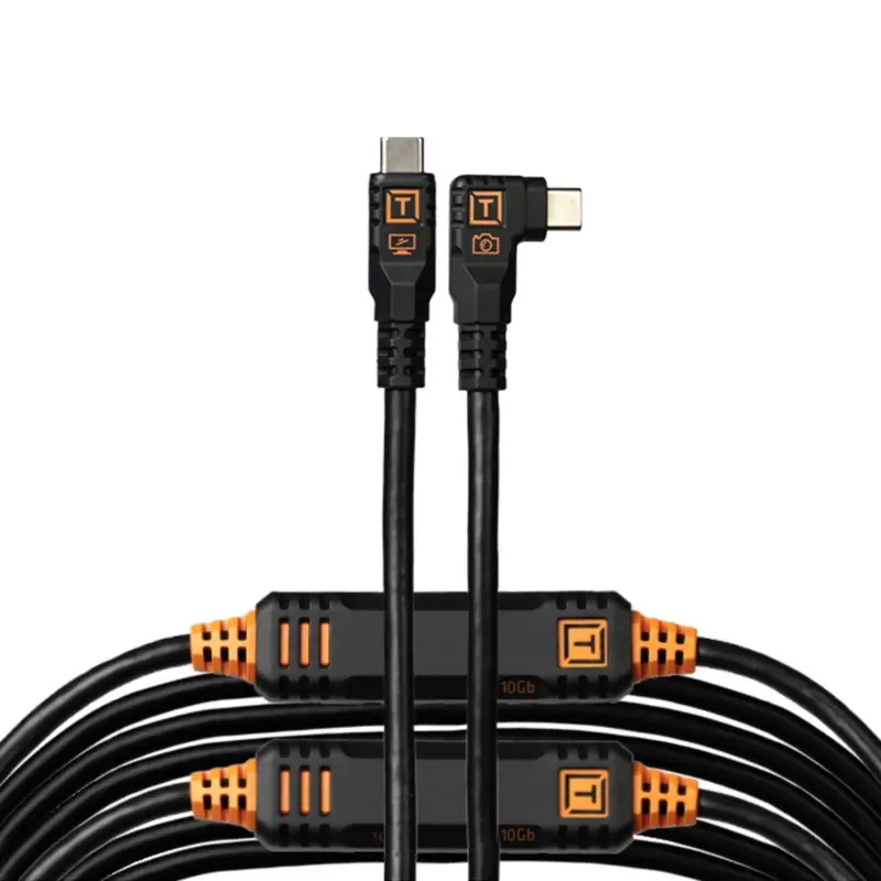 Tether Tools TetherPro Optima 10G USB-C Right Angle 31' (9.4m) Cable Black