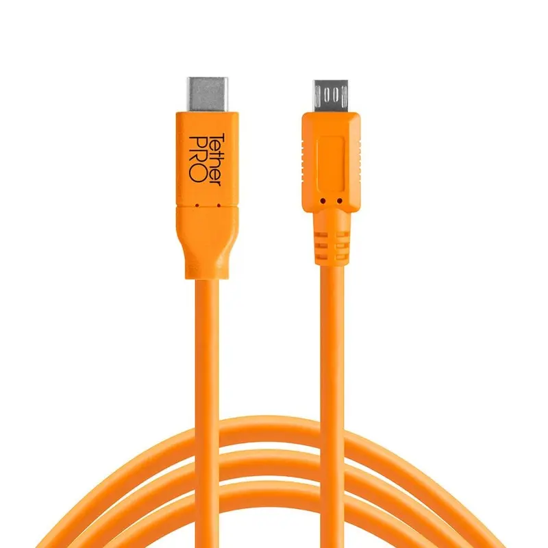 Tether Tools TetherPro USB-C to Micro-B 5-Pin 15' (4.6m) Cable Orange