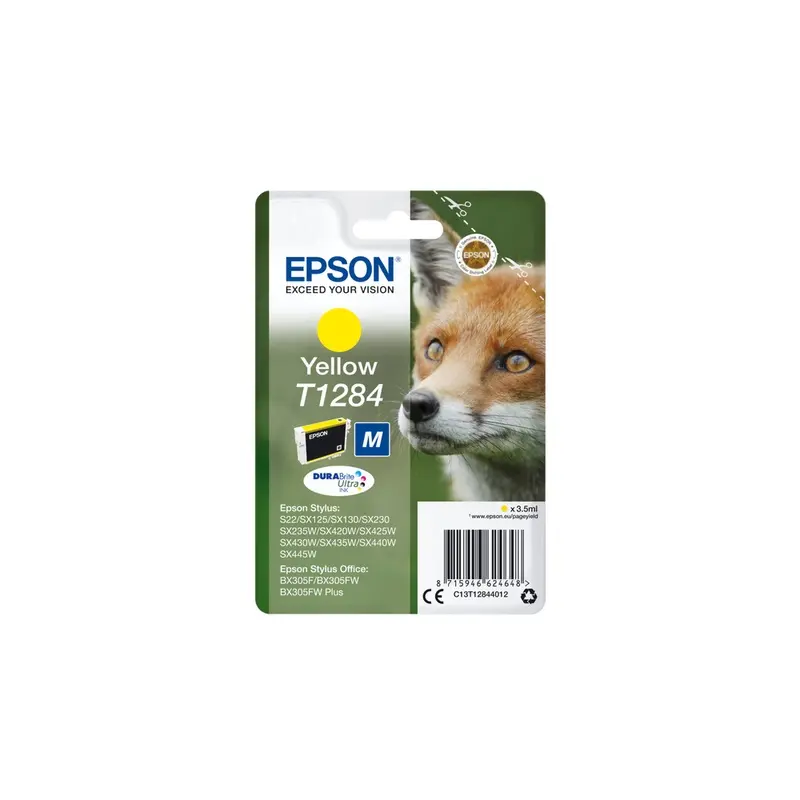 Epson T1284 Fox DURABrite Ultra Single Ink Cartridge - Yellow