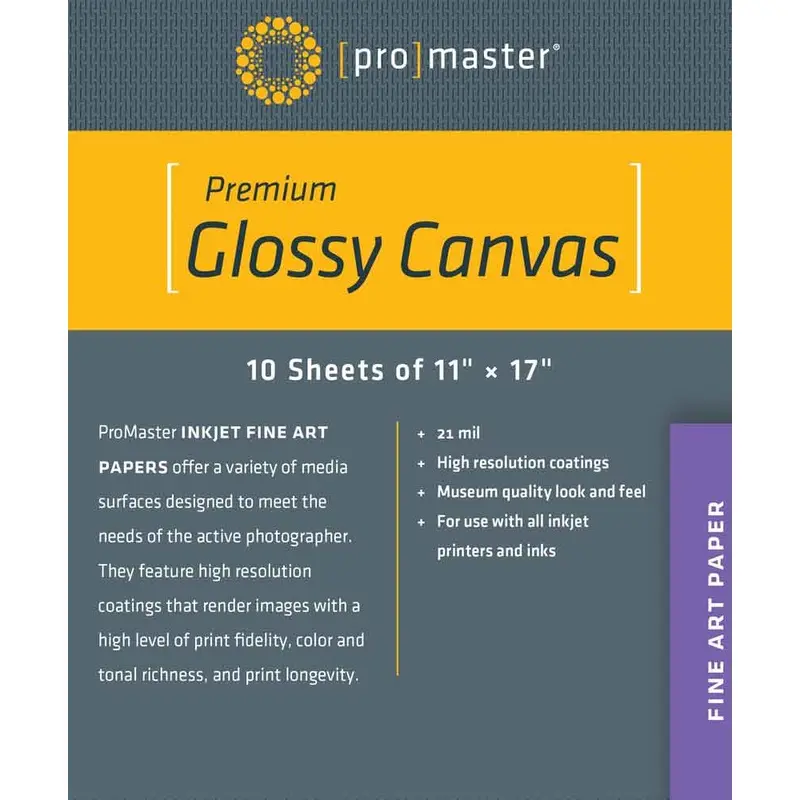 Promaster Glossy Ink Jet Canvas 11x17 | 10 Sheets
