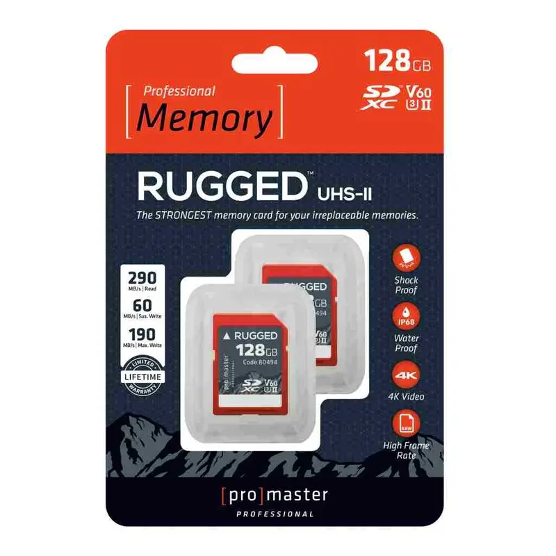 Promaster Rugged 128GB SDXC UHS-II V60 2 Pack