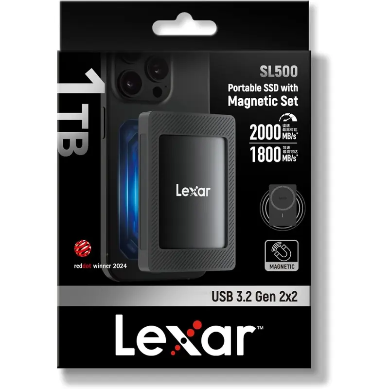 Lexar 1TB SL500 USB3.2 Gen 2x2 Portable SSD with Magnetic Set