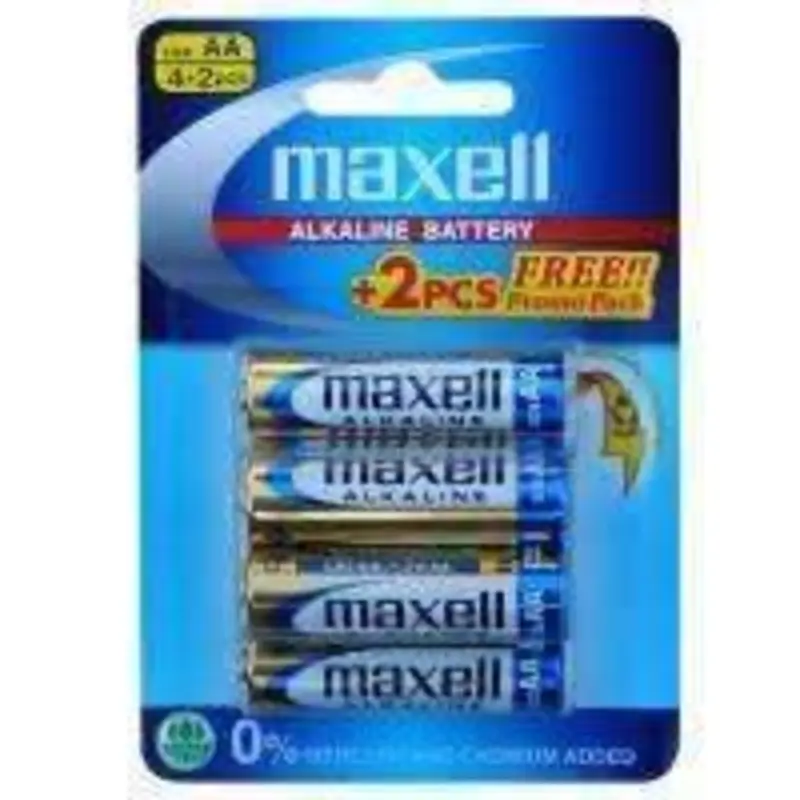 Maxell Alkaline AA Batteries 4+2 Pack