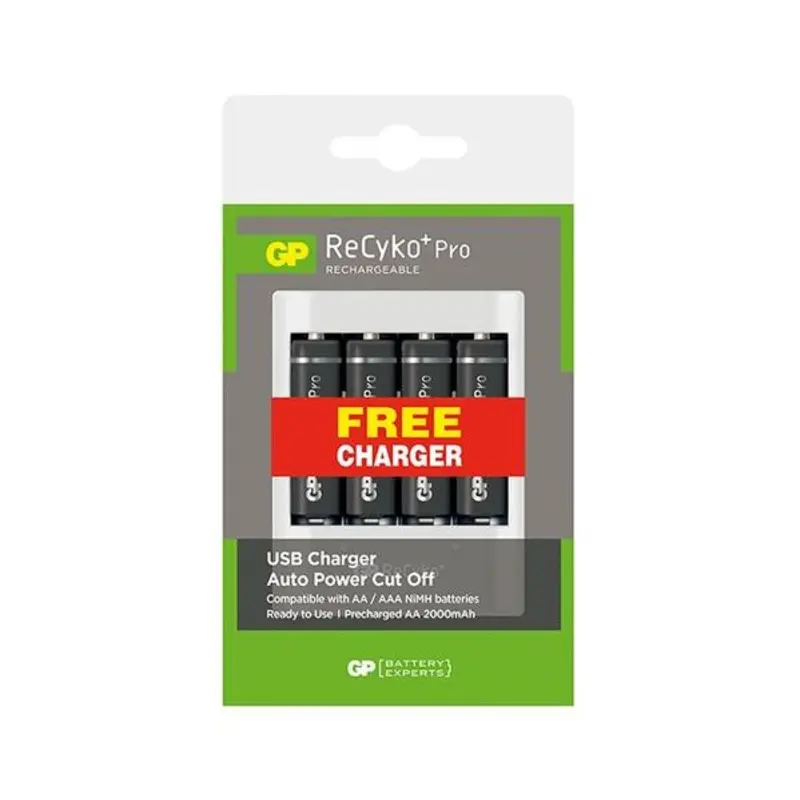 GP Batteries AA 2000 mAh Rechargeable ReCyko Battery and 420 Charger Bundle