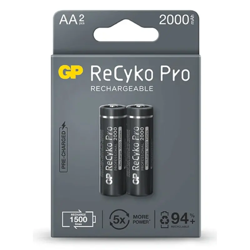 GP Recyko AA 2000Mah 2 Pack Rechargeable Batteries