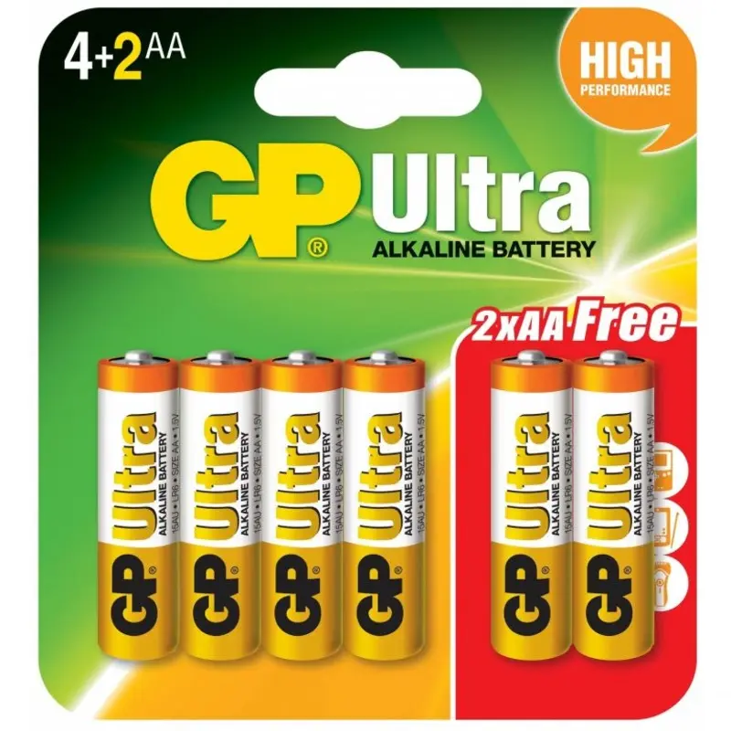 GP Alkaline AA 6 Pack Ultra