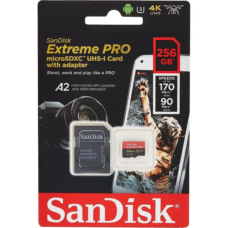 SanDisk 256GB Extreme Pro UHS-I microSDXC Memory Card + SD Adapter