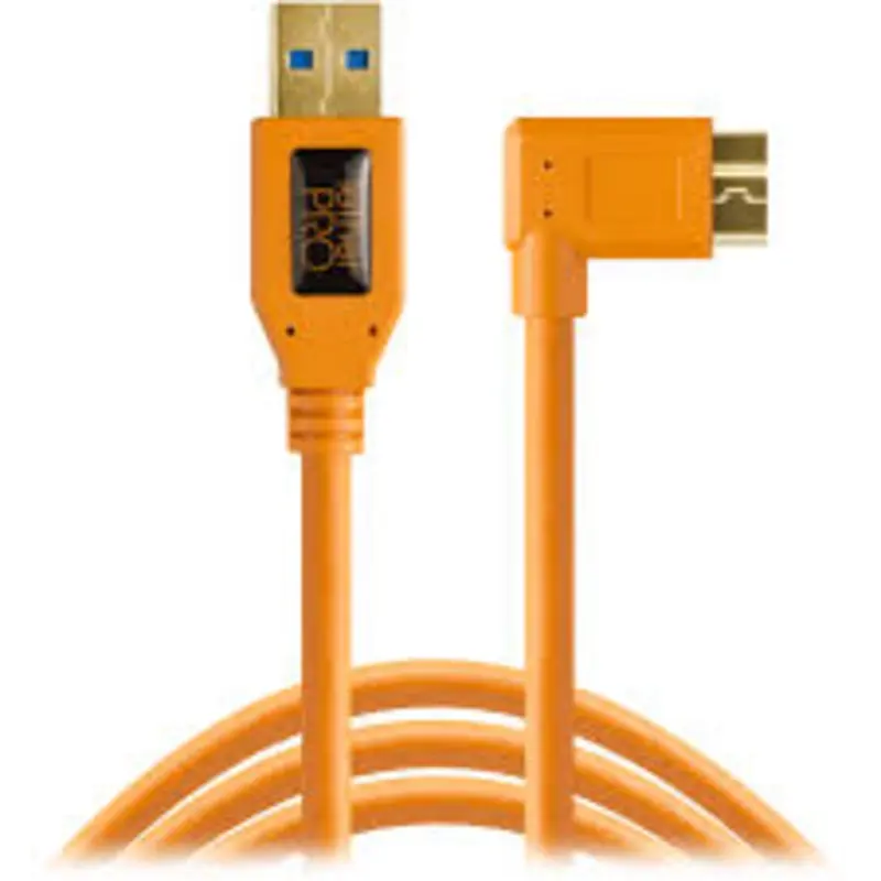 Tether Tools USB 3.0 Type-A Male to Micro-USB Right-Angle Male Cable (4.6m, Orange)