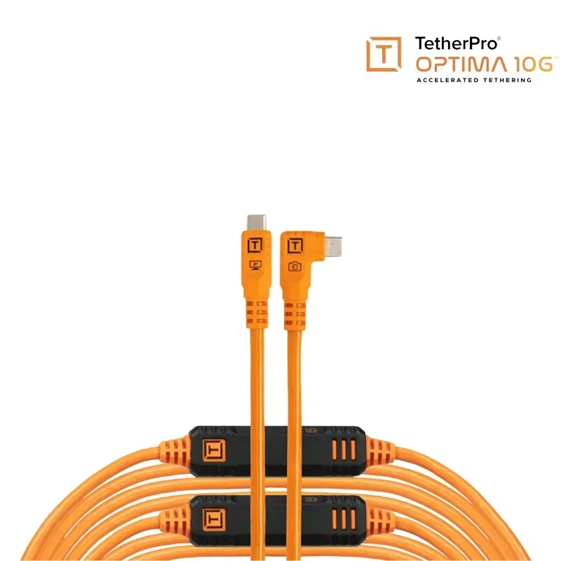 TetherPro Optima 10G 31 (9.4m) USB-C to USB-C Straight to Right Angle Cable