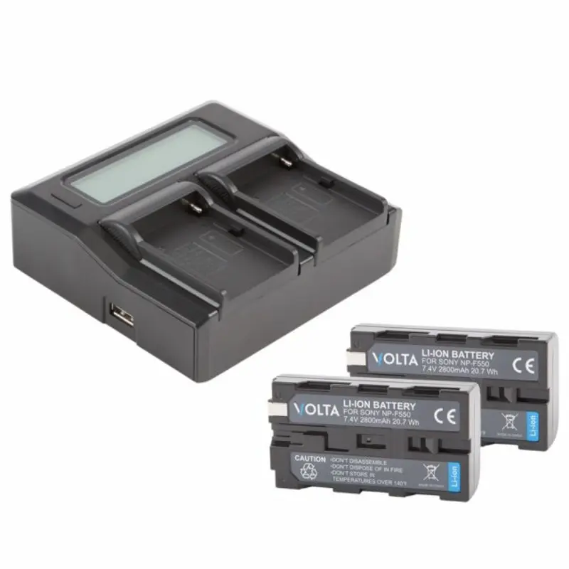 Volta NP-F550 Li-Ion Two Battery and Dual Charger Kit