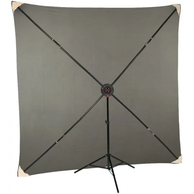 Studio- Assets 8 x 8' PXB Portable X-frame Background System with Light Grey Muslin