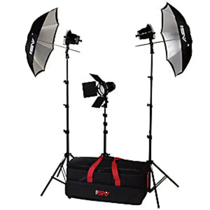 Smith-Victor K43 3- Light 1800 Watt Spot Lighting Kit with Umbrellas