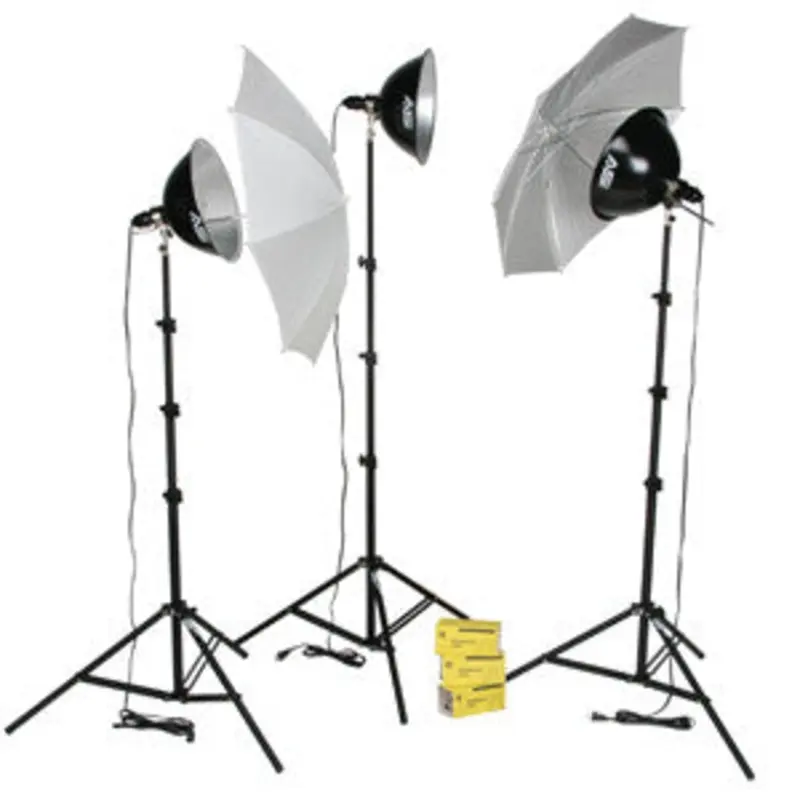 Smith Victor KT1500U 3-Light 1500-watt Thrifty intermediate kit w/ umbrellas (401433)