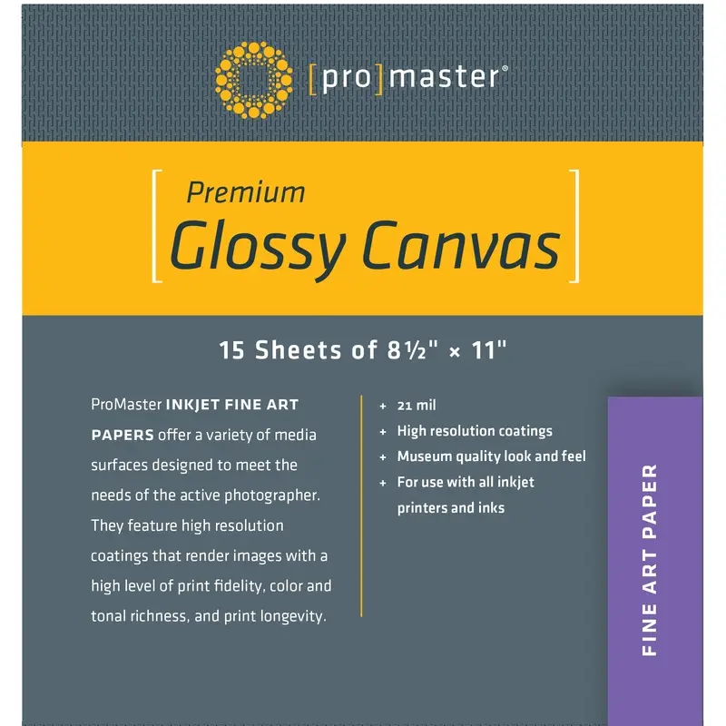 ProMaster Premium Glossy Canvas - 8 1/2"x11'' - 15 Sheets