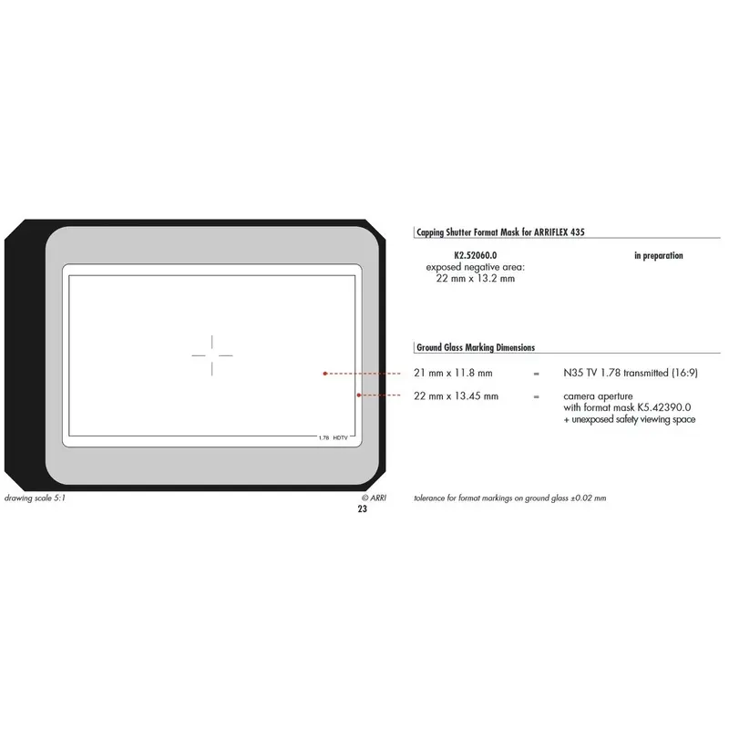ARRI 2C/35-3 R35 1:78 Groundglass for 35mm Cameras