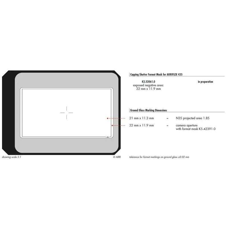ARRI 2C/35-3 R35 1:85 Groundglass for 35mm Cameras