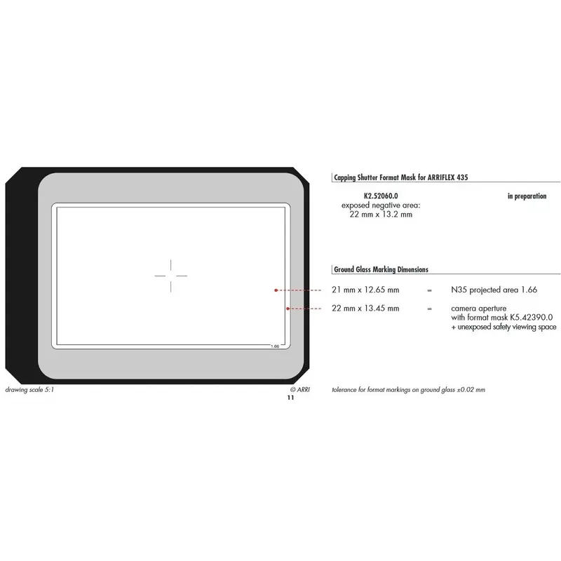 ARRI BL3/BL4 R35 1:66/1:78 Combo Groundglass for 35mm Cameras