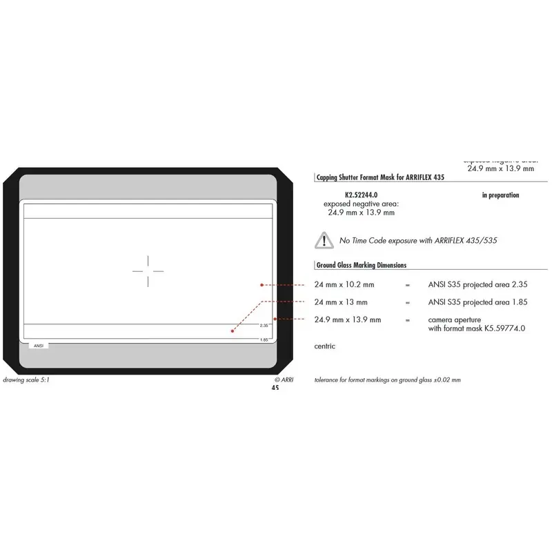 ARRI BL3/BL4 S35 1:85/2:35 Groundglass for 35mm Cameras