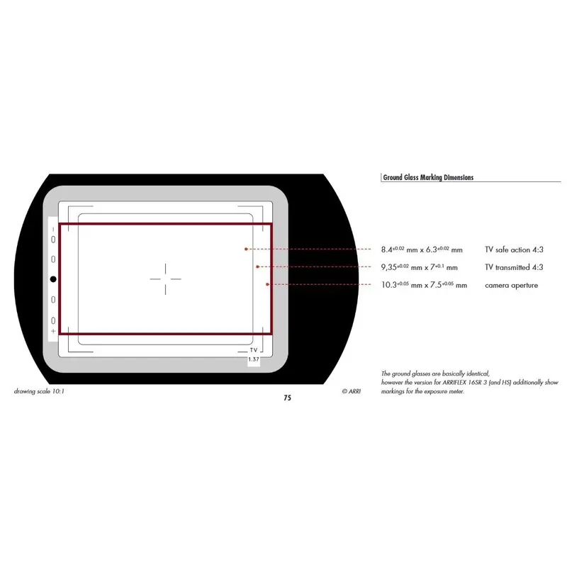 ARRI R16 TV/1:85 Combo Groundglass for SR or 416 cameras