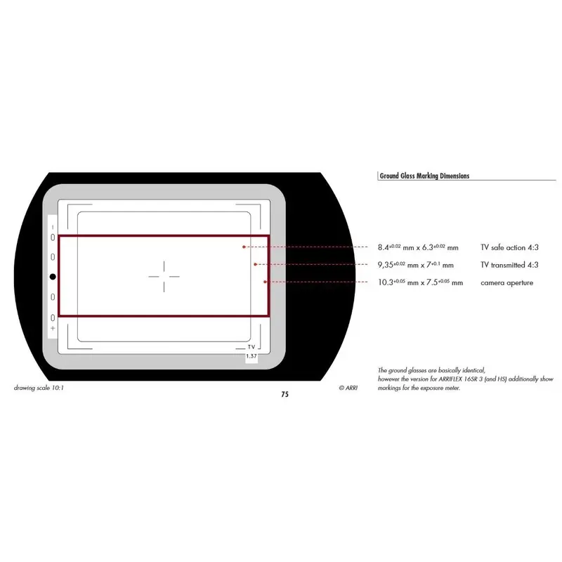ARRI R16 TV/2:35 Combo Groundglass for SR or 416 Cameras