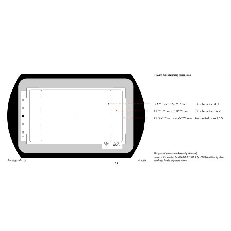 ARRI S16 1:78/1:33 Combo Groundglass for SR or 416 Cameras