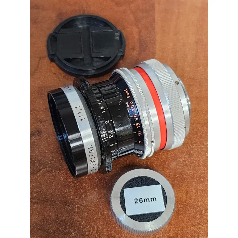Switar 26mm Macro Preset f/1.1 H16 RX C-Mount Lens S# 1028127