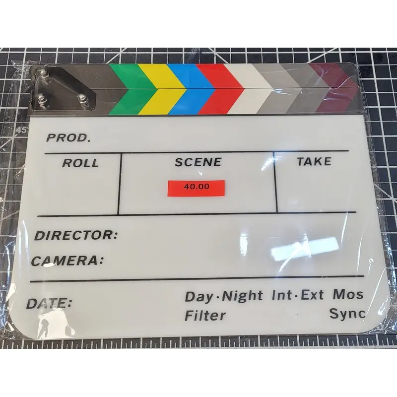 Slate 10" x 8" Acrylic Dry Erase With Color Bars Clapper