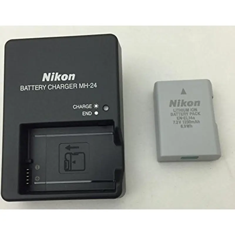 Nikon set of EN-EL14A battery with MH-24 Charger - White box