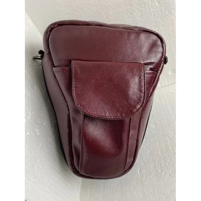 Three Star Vintage DSLR Holster Padded Leather Bag Burgundy - Used