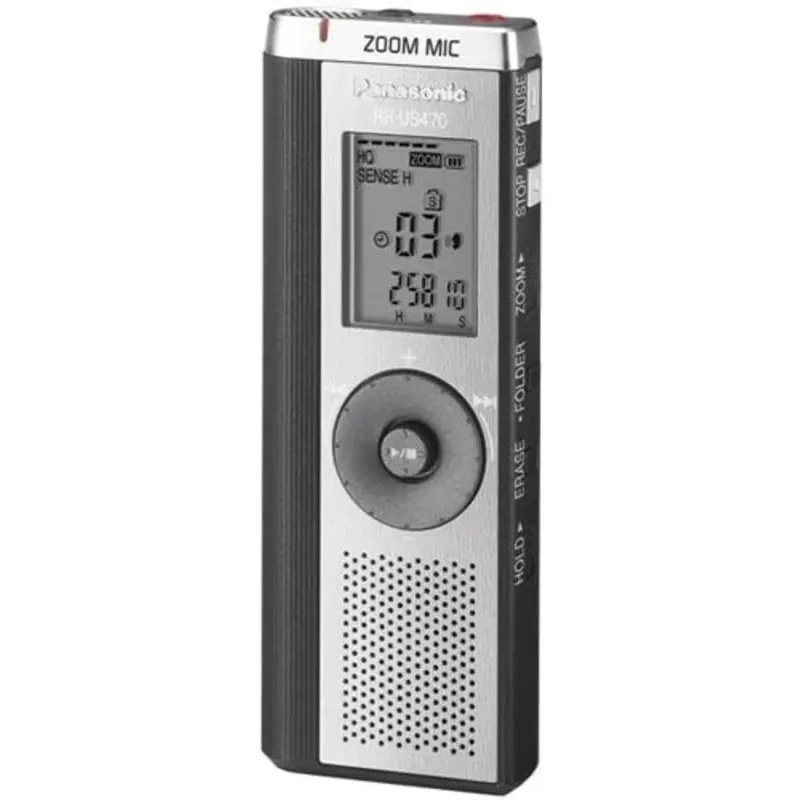 Panasonic RR-US470 Voice Recorder, Thin Style, PC Software 134 Hour Rec, Gray