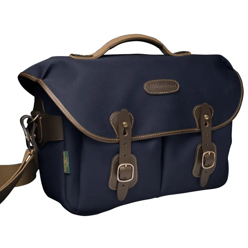 Billingham Hadley One Camera Bag - Navy Canvas / Chocolate Leather (Chocolate Lining)