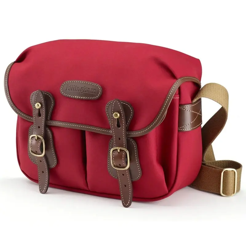 Billingham Hadley Small Camera Bag - Burgundy Canvas / Chocolate Leather