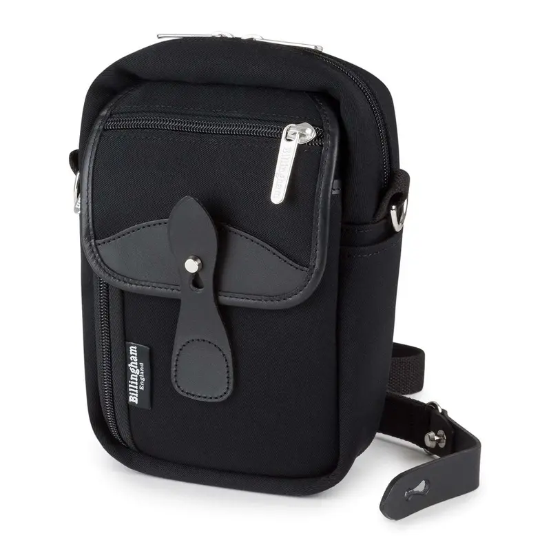 Billingham Airline Stowaway Pouch - Black Canvas / Black Leather (Olive Interior)