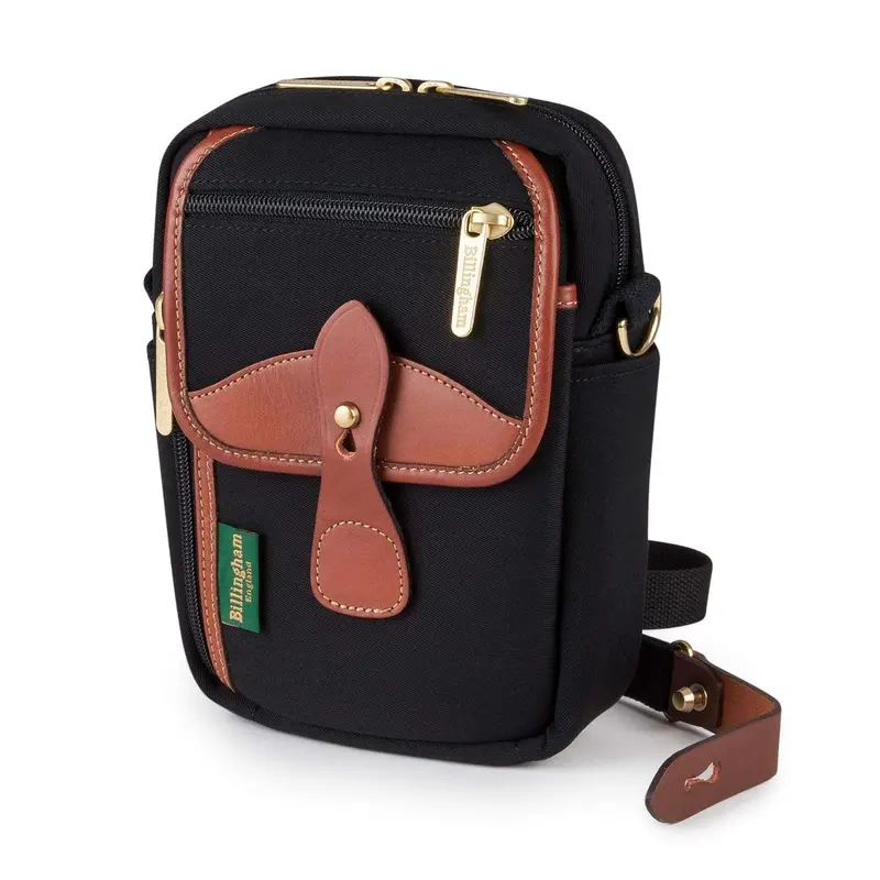 Billingham Airline Stowaway Pouch - Black Canvas / Tan Leather (Olive Interior)