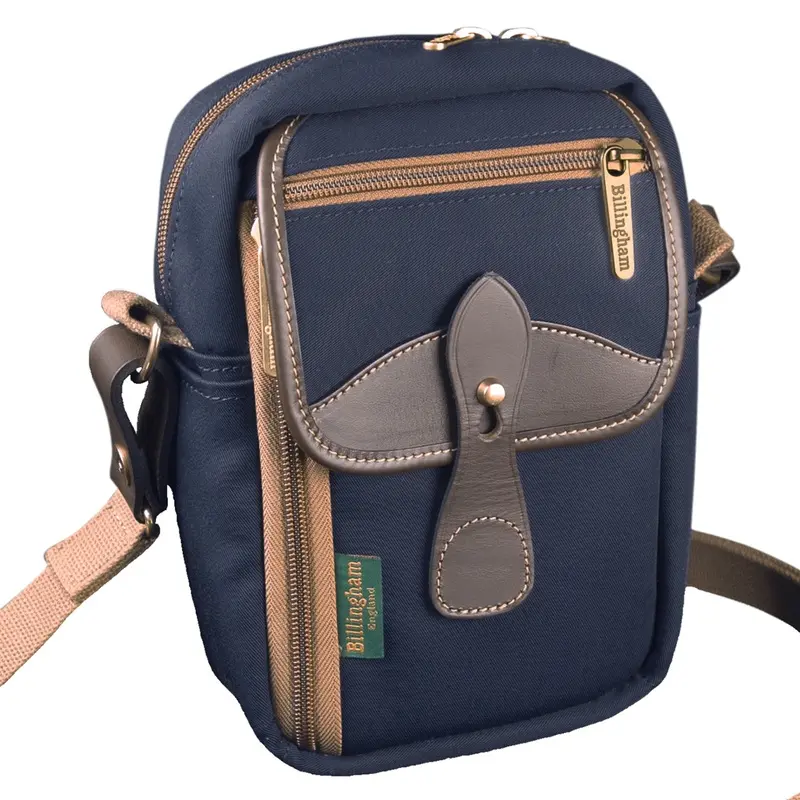 Billingham Airline Stowaway Pouch - Navy Canvas / Chocolate Leather (Chocolate Interior)