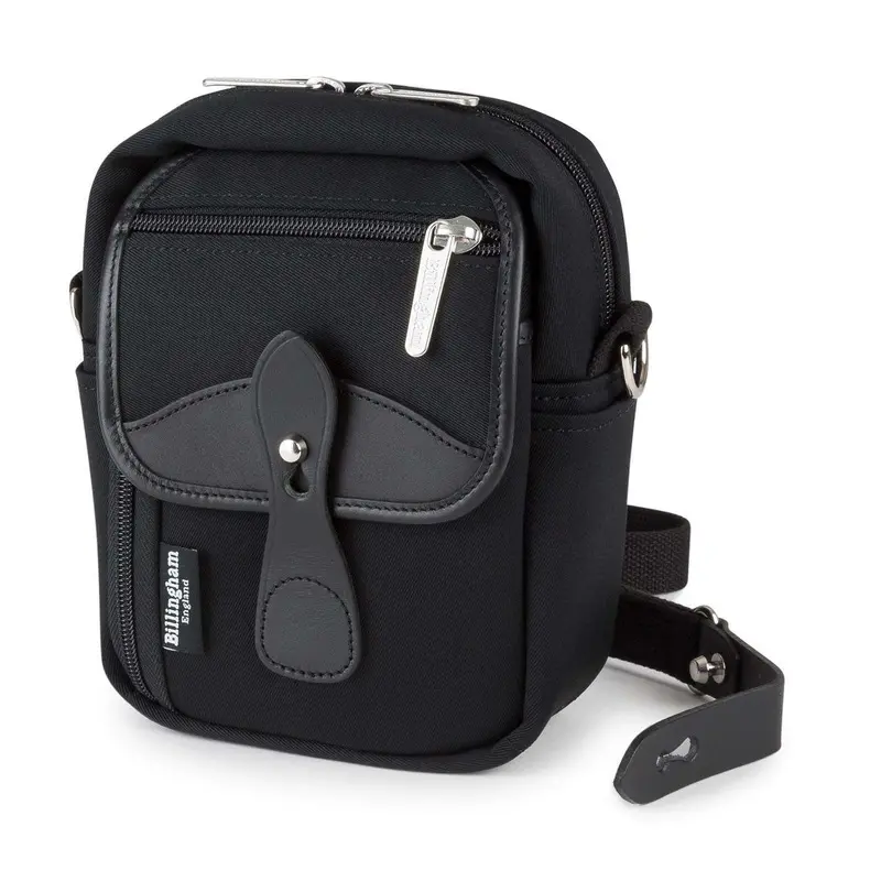 Billingham Compact Stowaway Pouch - Black Canvas / Black Leather