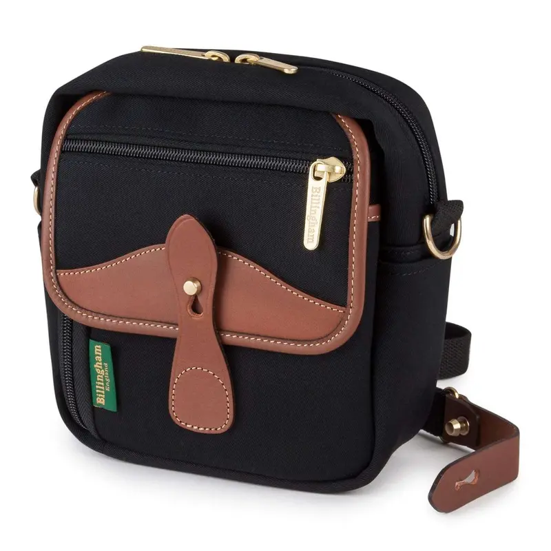 Billingham Pola Stowaway Pouch - Black Canvas / Tan Leather