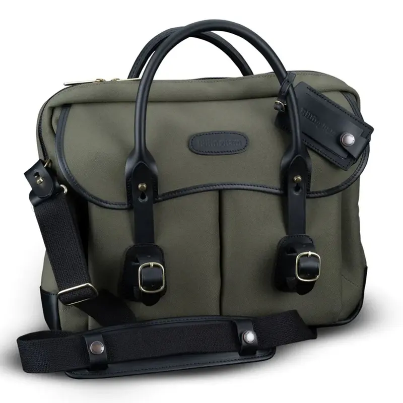 Billingham Thomas Briefcase / Laptop Bag - Sage FibreNyte / Black Leather (Olive Lining)