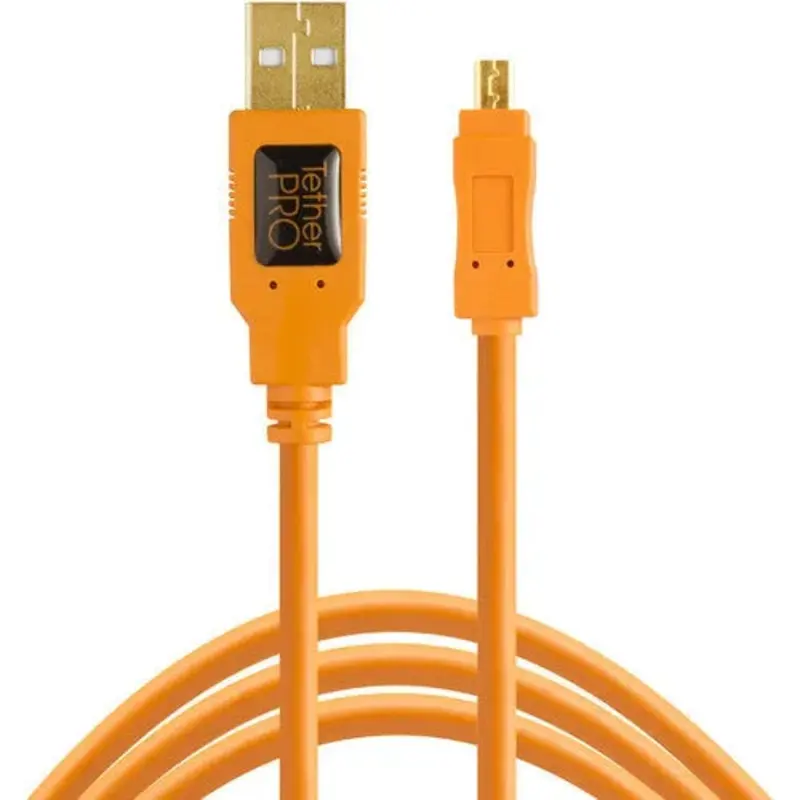 Tether Tools TetherPro USB-A 2.0 to Mini-B 8-Pin Cable (15', Orange)