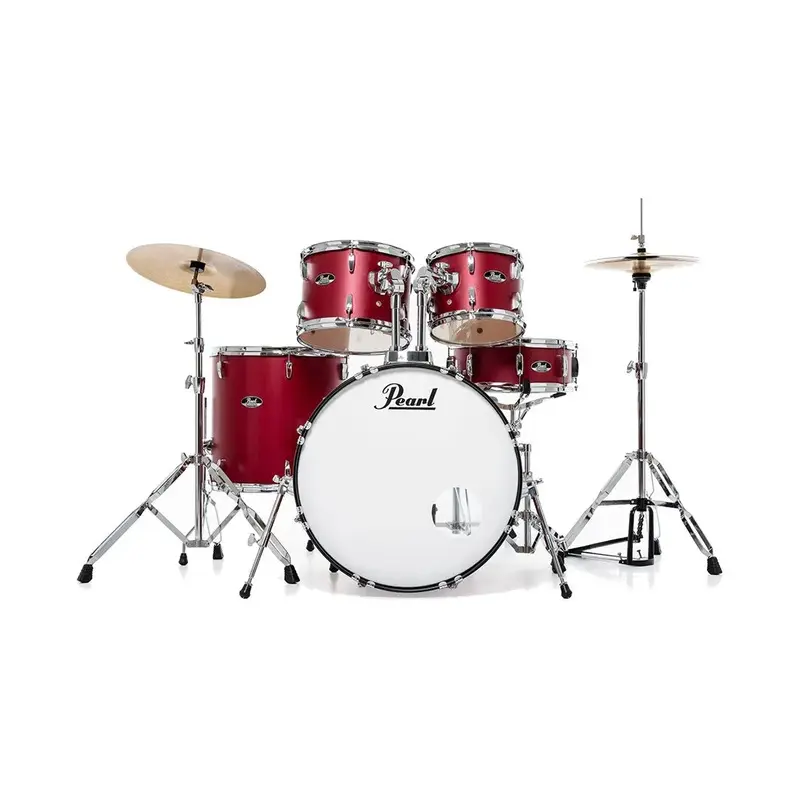 Pearl Roadshow 5pc Drum Set with Cymbal & Hardware Matte Red Finish
