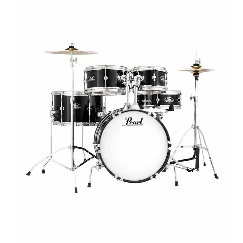Pearl Roadshow Junior 5-Pcs Drum Set with Hardware & Cymbals Jet Black Finish