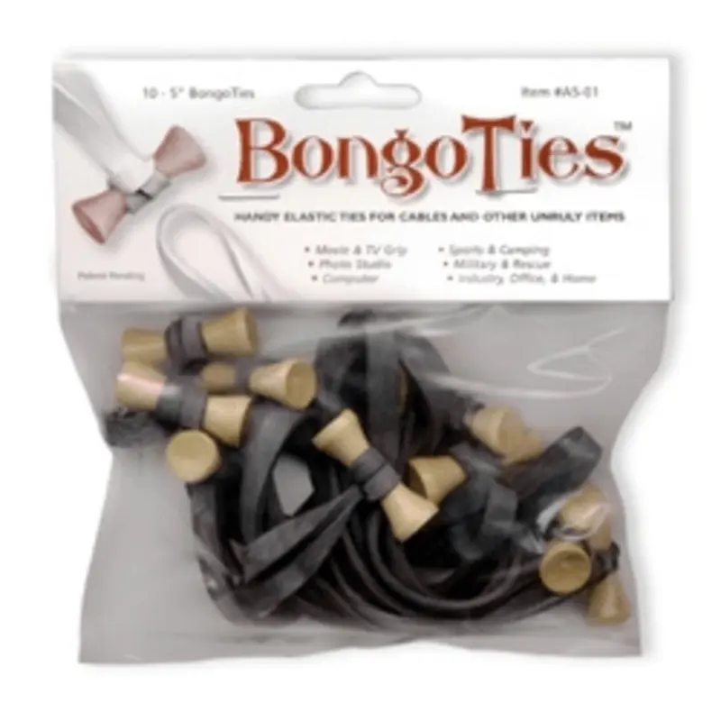 BongoTies 5" Elastic Cable Ties (10-Pack, Black)