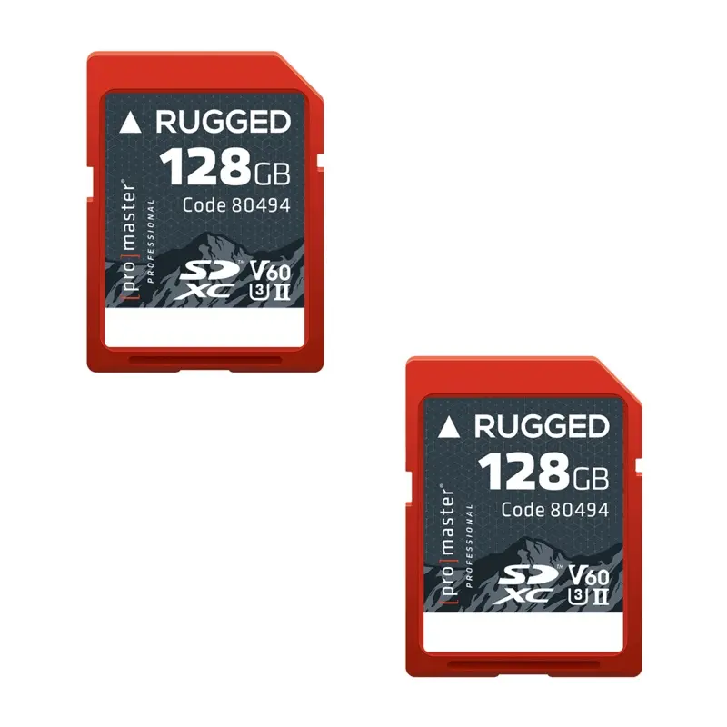 Promaster SDXC 128GB Rugged UHS-II V60 Memory Card - 2 Pack