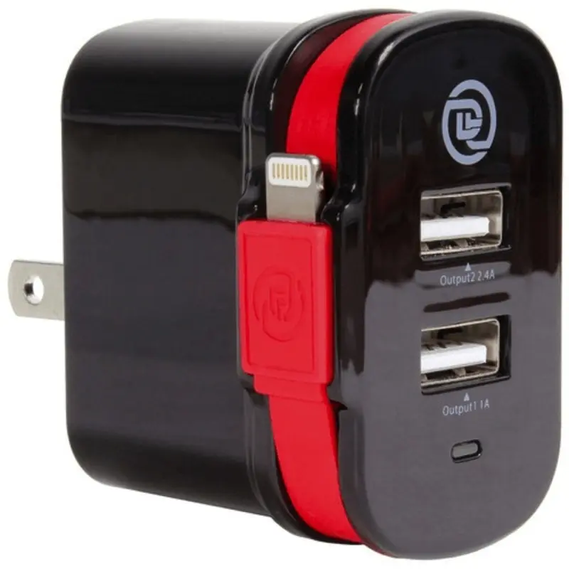 Digital Treasures ChargeIt! Dual Output Wall Charger with MFI Lightning Cable