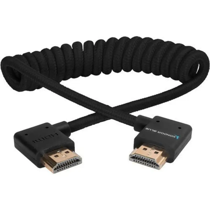 Kondor Blue Coiled Right-Angle Hight-Speed HDMI Cable (Raven Black, 12-24)