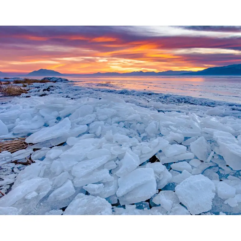 Fiery Sunset on the Ice - Utah Lake