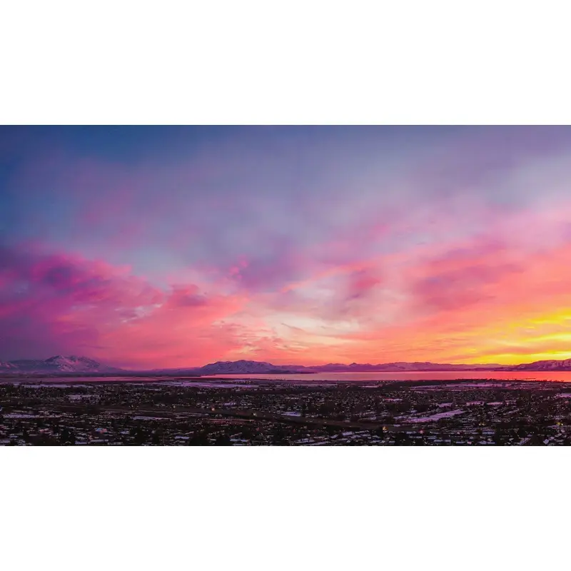 Vibrant Winter Sunset - Utah Lake